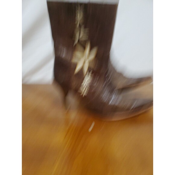 Los Canelos* Brown Flower Mexican Ostrich Ankle Mid Calf Bootie Boots Size 7 - Picture 3 of 8